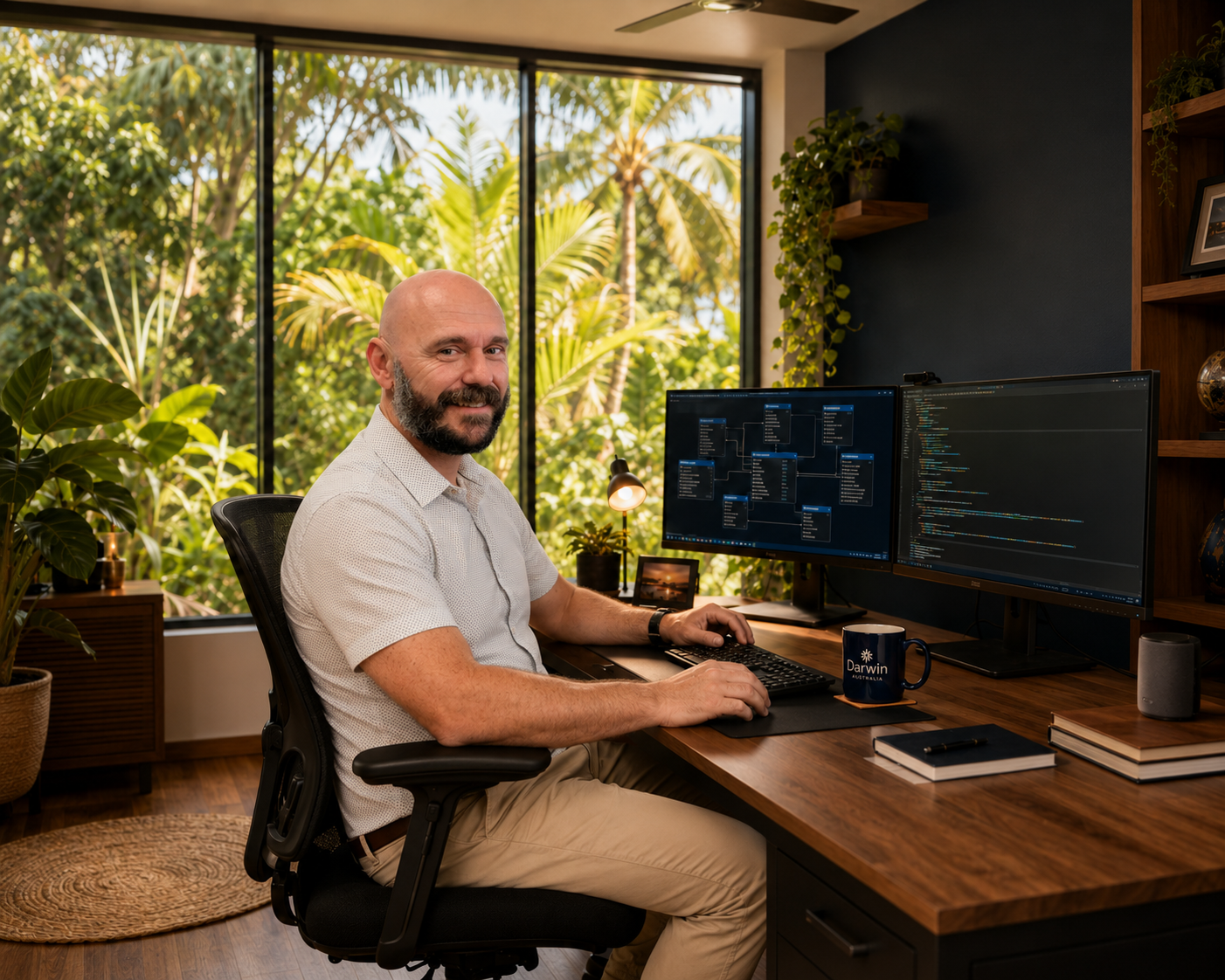 Aaron Leonhardt at his Darwin office — IT Business Solutions